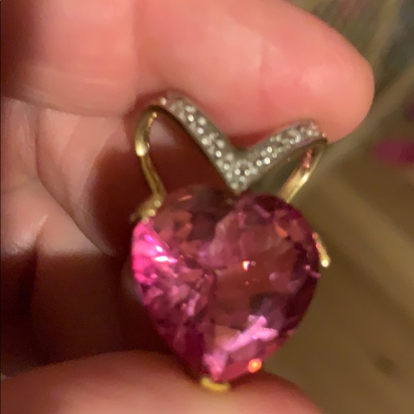 Estate 14k Pink Topaz Pendant and stud earring set VINTAGE,JUST Shy of 11grams! - Picture 3 of 8